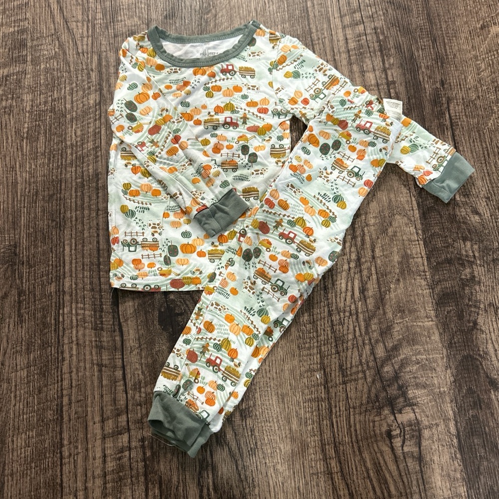 Playful Tractor and Pumpkin Kids Pajama Set